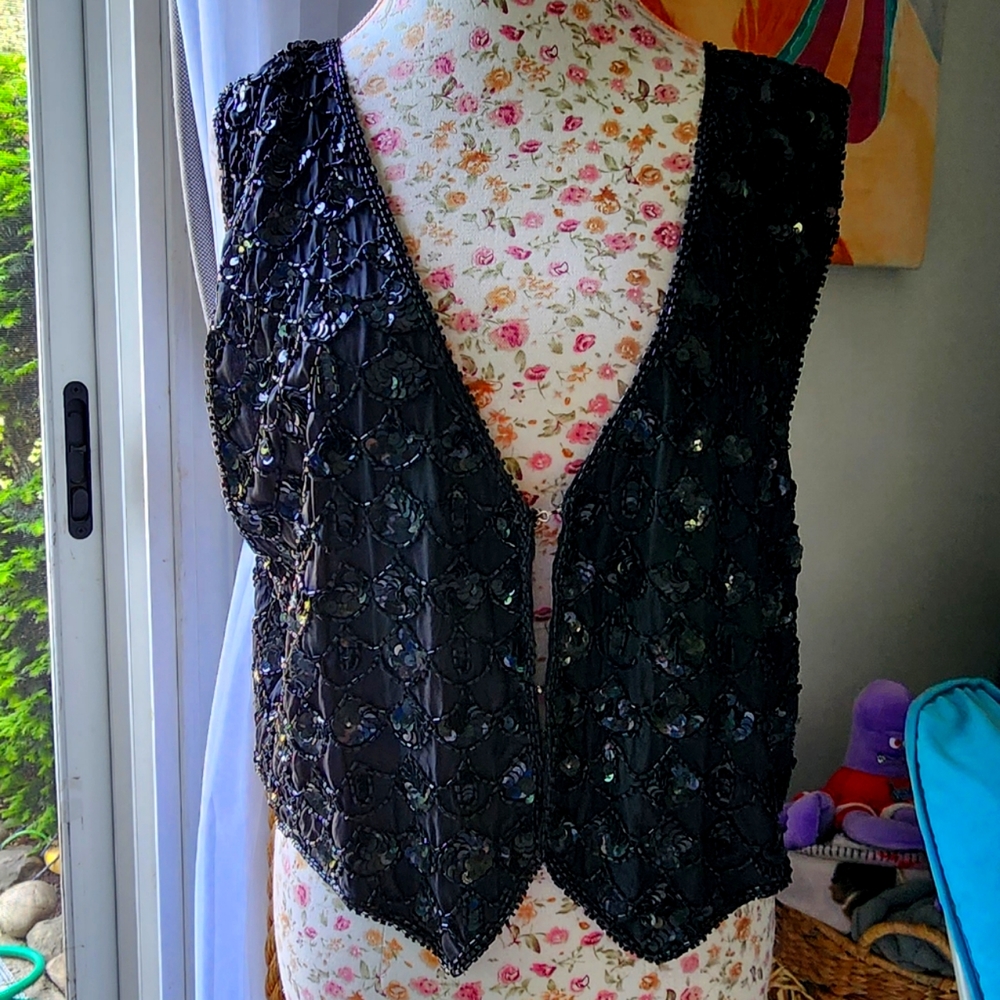 Vintage Cotton Castle silk beaded vest